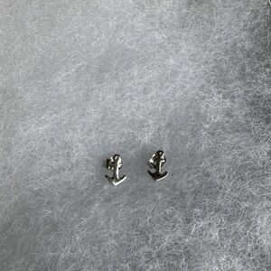 Tiny Sterling Silver Anchor Stud Earrings